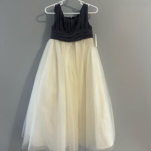 Bill Levkoff Formal Kids Dress in Navy and Cream
